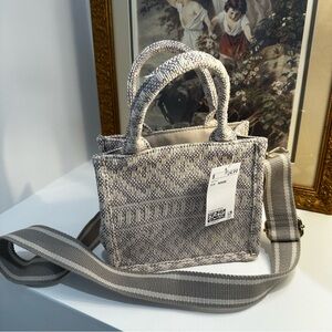 H&M Gray Mini Tote Bag with Woven Design